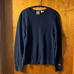 Puma Women's Navy Fishnet Crewneck Top Medium